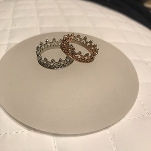 Silver and Rose Gold crown rings